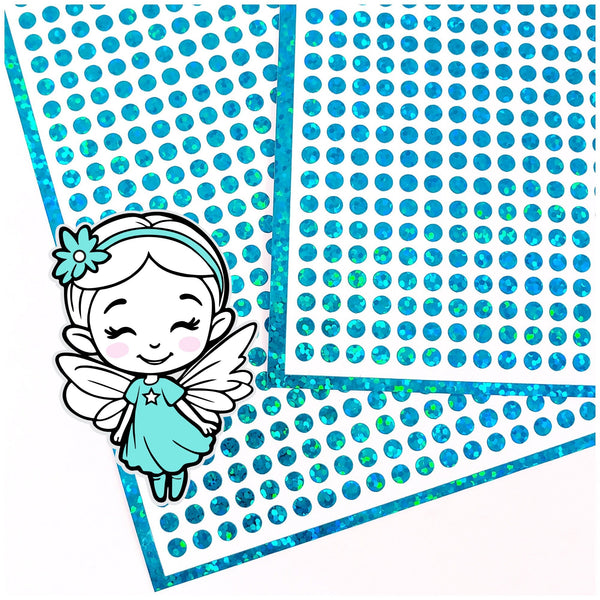 Extra Small Teal Glitter Dot Stickers. Set of 750 micro sized turquoise dots for journals, planners, goal trackers, calendars and crafts.