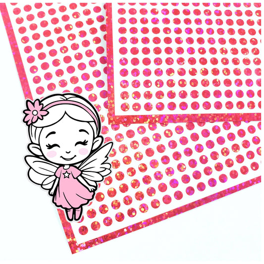 Extra Small Pink Dot Stickers, set of 750 micro sized neon pink glitter dots for daily journals, planners, trackers, calendars and crafts.