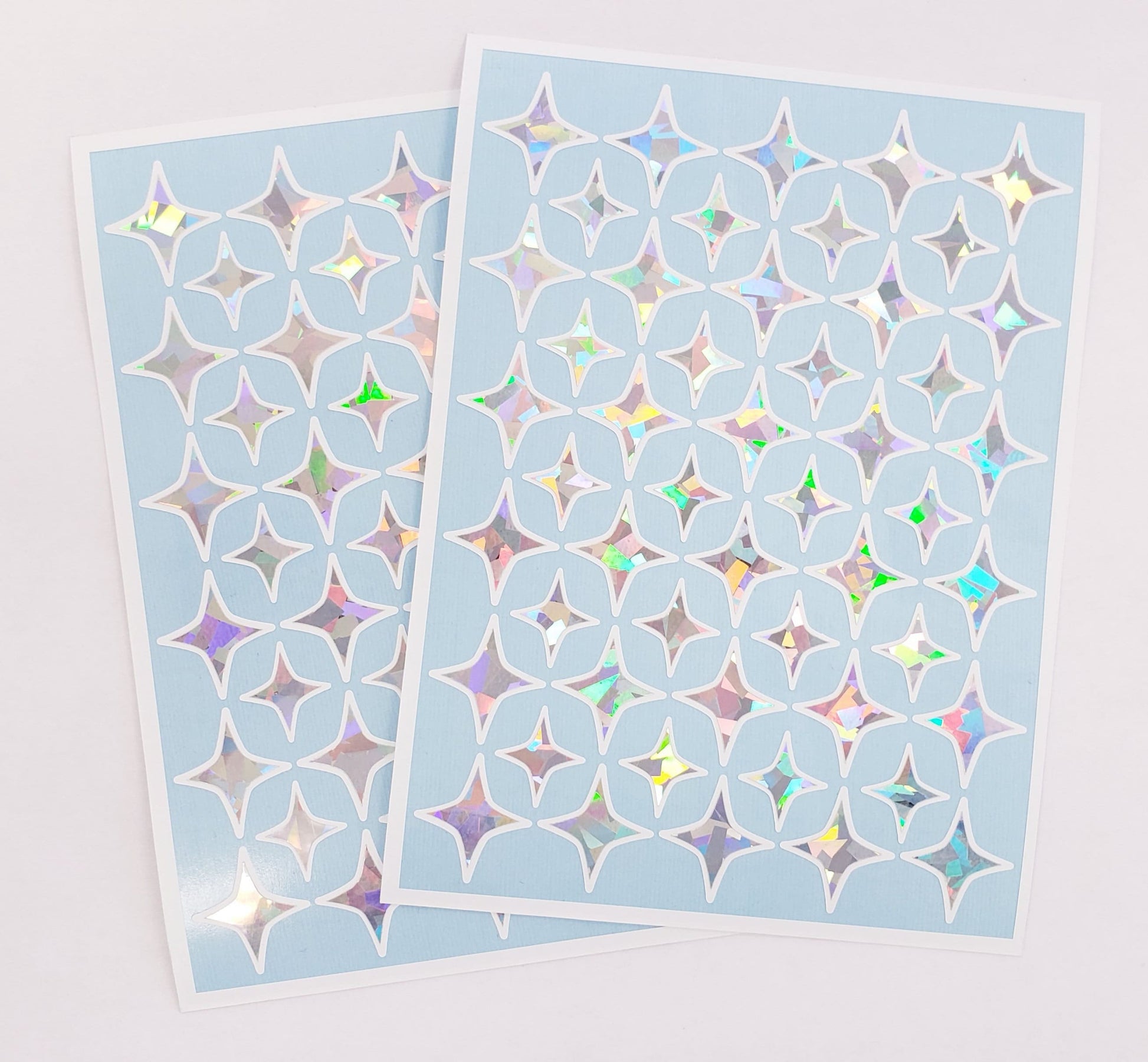 Sparkle Star Sticker Sheet, set of 50 small holographic vinyl stars for tumblers, journals, scrapbook pages and craft projects