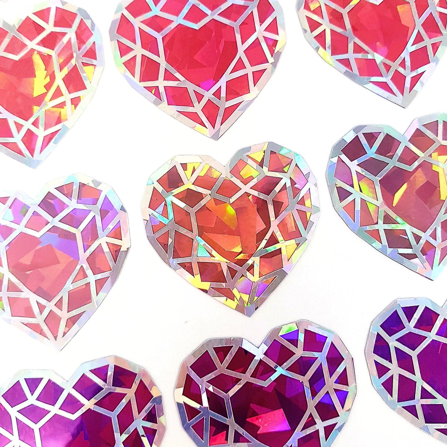 Light Pink Heart Stickers, set of 5 sparkling gems, vinyl decals for journals, tumblers, notecards and crafts, October birthstone gift