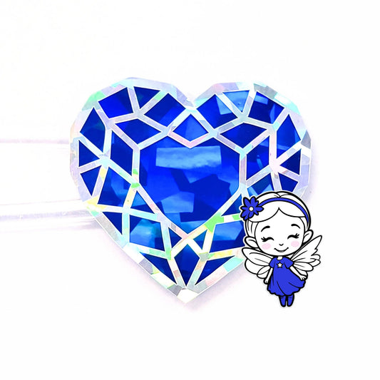 Blue Sapphire Heart Stickers, set of 5 sparkling gems, vinyl decals for journals, tumblers, cards, September birthstone gift.
