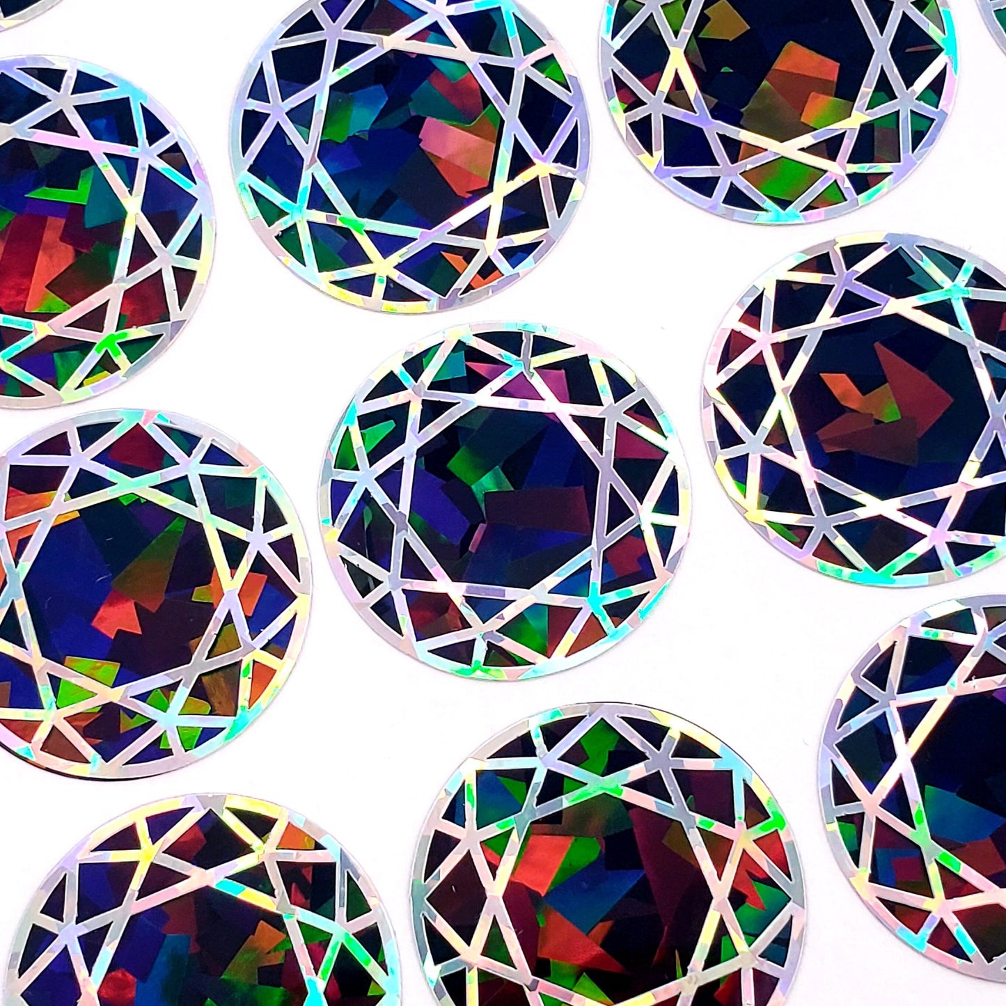 Black Diamond Stickers, set of 20 sparkly round gemstone vinyl decals.