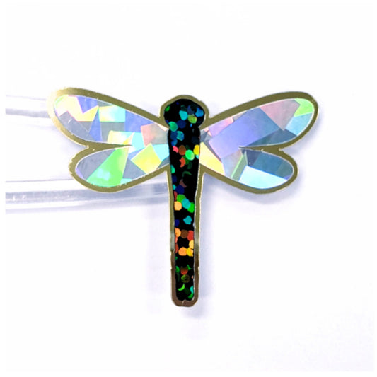 Dragonfly Stickers, set of 4, 8 or 12 sparkly handmade black and gold glitter stickers for cards, journals and scrapbooks. Dragonfly gift