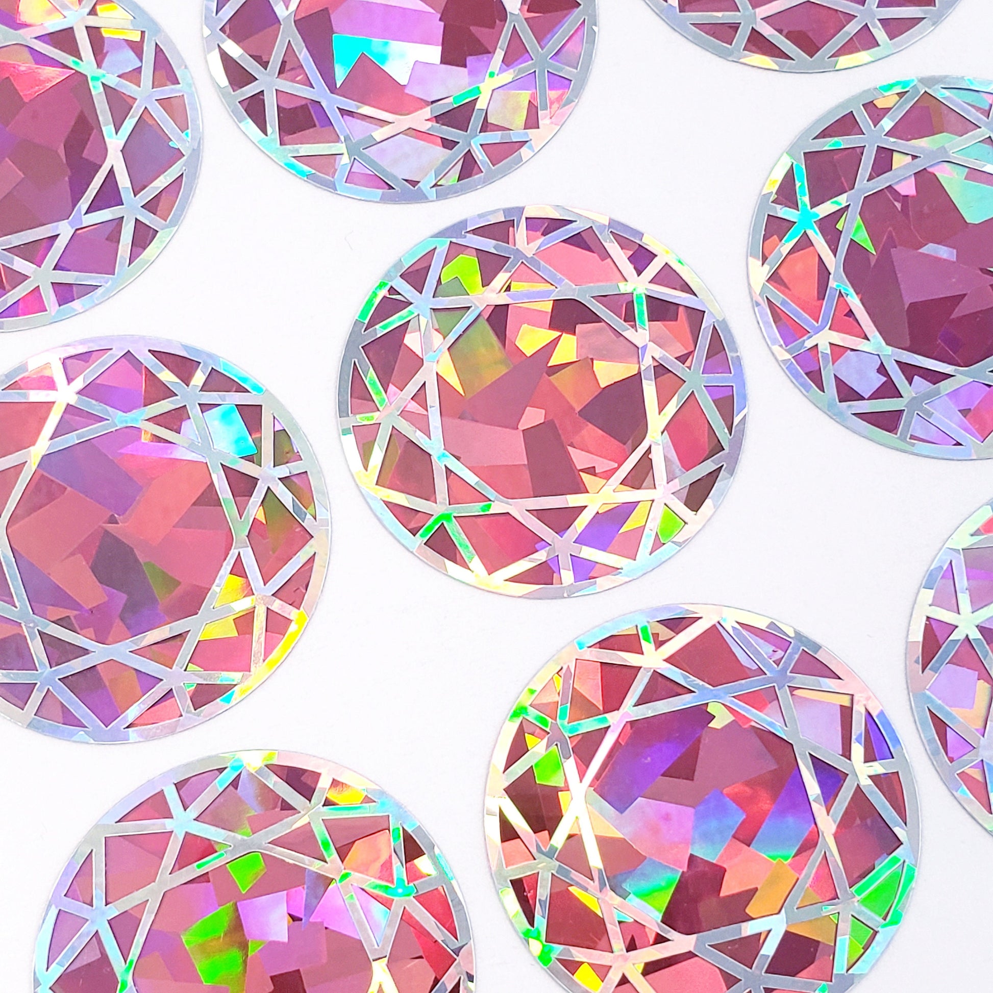 Pink Birthstone Gem Stickers, set of 20 small sparkly round light pink jewel decals for Libra birthday gift.
