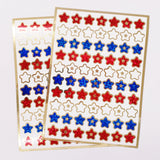 Star Stickers, set of 70 patriotic red, white, blue and gold stars for Memorial Day, July 4th, American Flag Decor, Glitter Sticker Sheet.