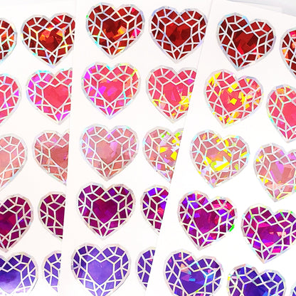 Light Pink Heart Stickers, set of 5 sparkling gems, vinyl decals for journals, tumblers, notecards and crafts, October birthstone gift