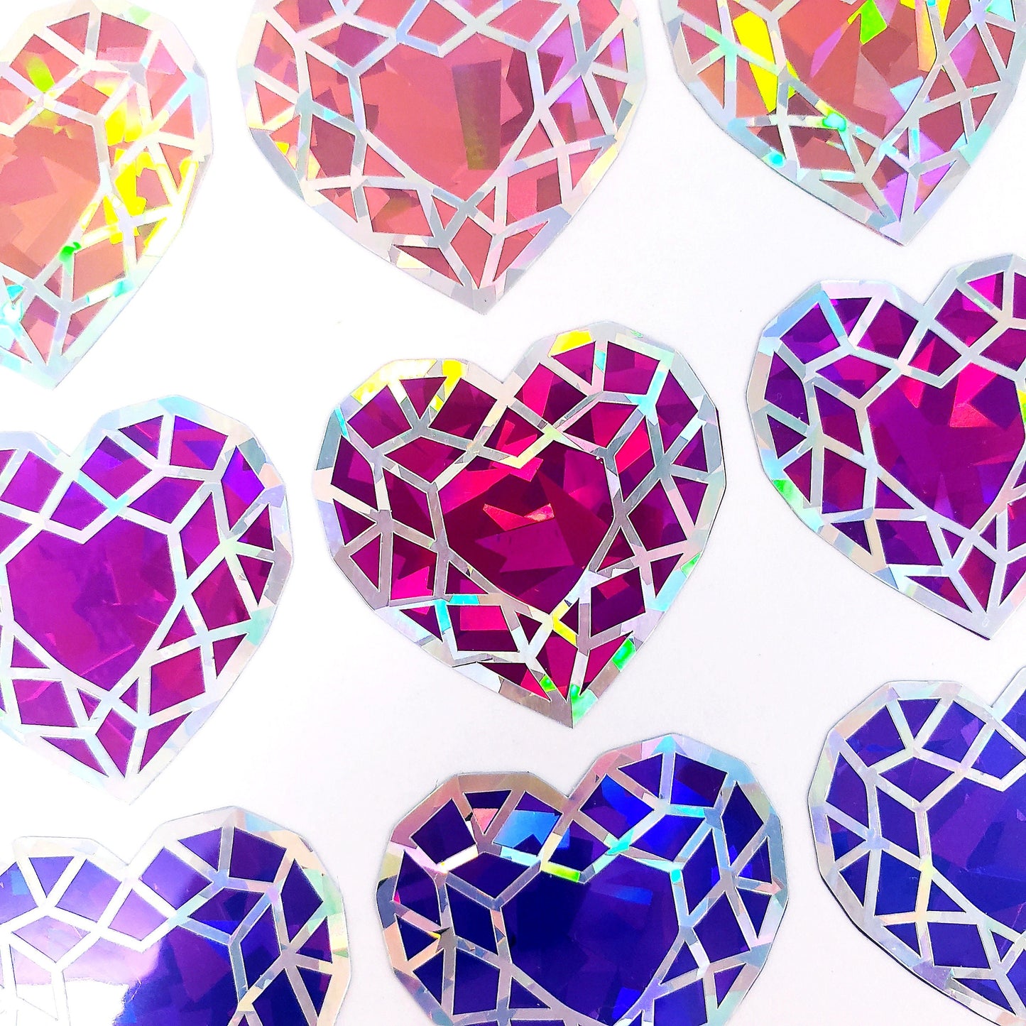Pink Heart Stickers, set of 5 sparkly gems, vinyl decals for journals, tumblers, notecards and crafts, October birthstone, Libra gift.