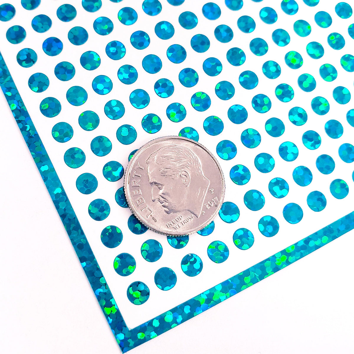 Turquoise Glitter Dot Stickers, set of 560, two dot sizes 2mm and 1/4 dots for meal choice, journals, planners, calendars, charts and crafts