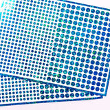 Turquoise Glitter Dot Stickers, set of 560, two dot sizes 2mm and 1/4 dots for meal choice, journals, planners, calendars, charts and crafts