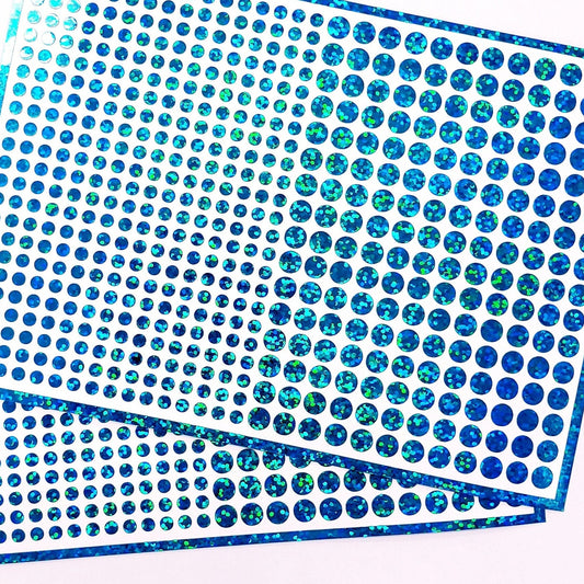 Turquoise Glitter Dot Stickers, set of 560, two dot sizes 2mm and 1/4 dots for meal choice, journals, planners, calendars, charts and crafts