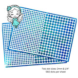 Turquoise Glitter Dot Stickers, set of 560, two dot sizes 2mm and 1/4 dots for meal choice, journals, planners, calendars, charts and crafts