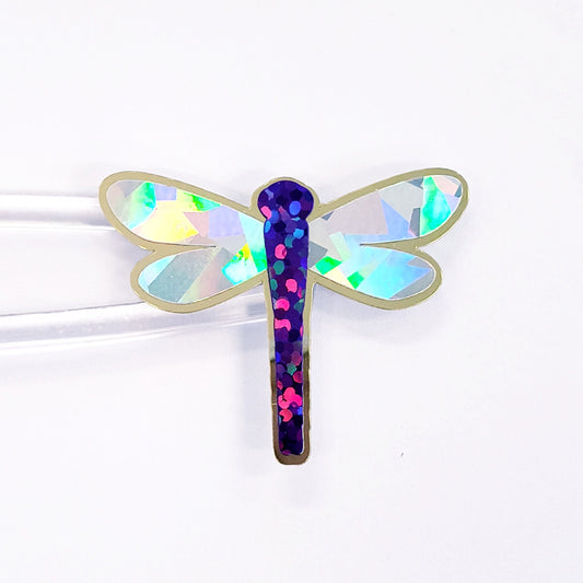 Purple Dragonfly Stickers, set of 4, 8 or 12 sparkly handmade glitter stickers for cards, journals and scrapbooks. Dragonfly gift