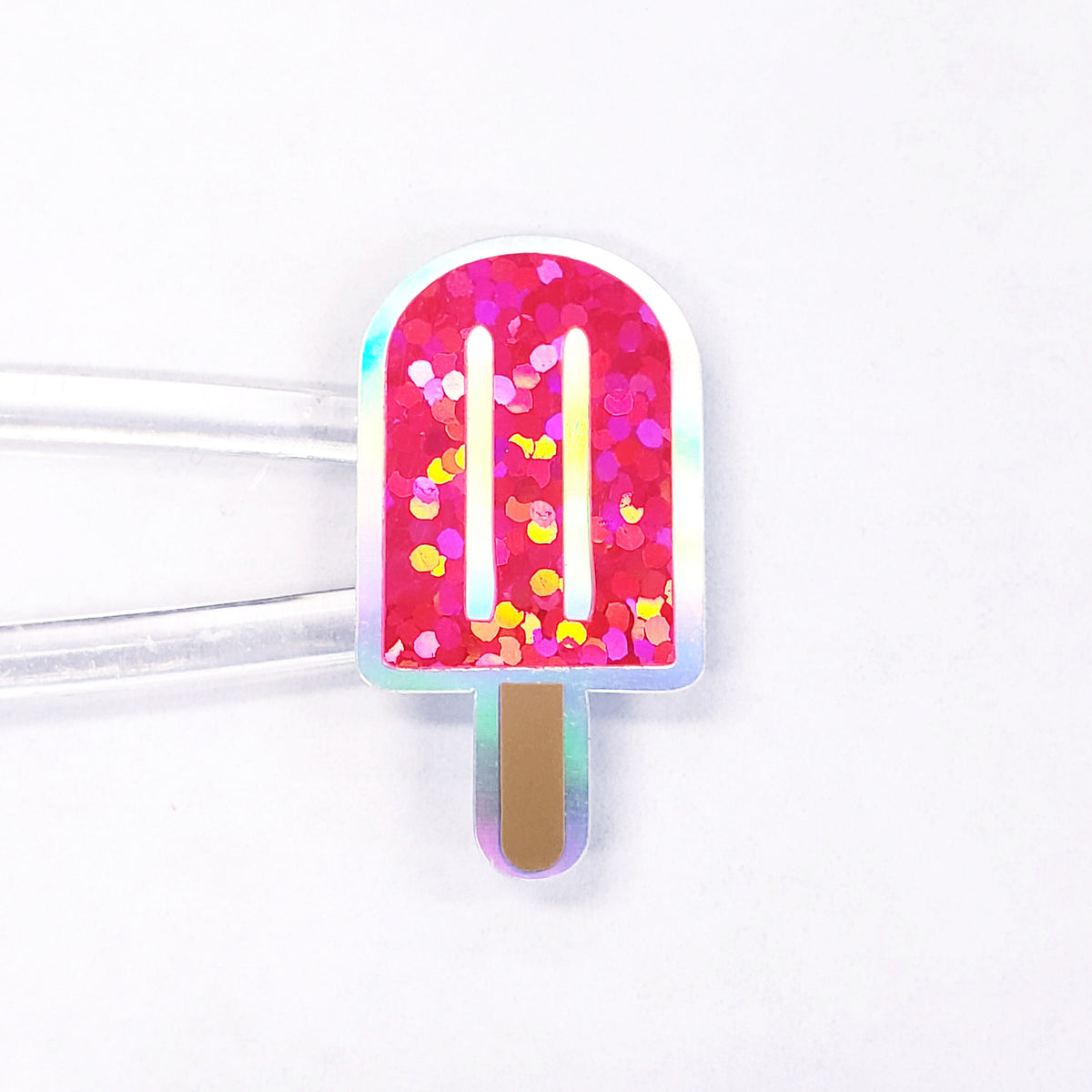 Popsicle Stickers, Set of 42 sparkly Rainbow Frozen Ice Pop Decals for Birthday Party Invitations, Envelopes, and Planners.