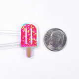 Popsicle Stickers, Set of 42 sparkly Rainbow Frozen Ice Pop Decals for Birthday Party Invitations, Envelopes, and Planners.