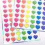 Heart Stickers, set of 60 small vinyl kawaii style hearts for invitations, envelopes, journals, scrapbook embellishments, rainbow hearts.