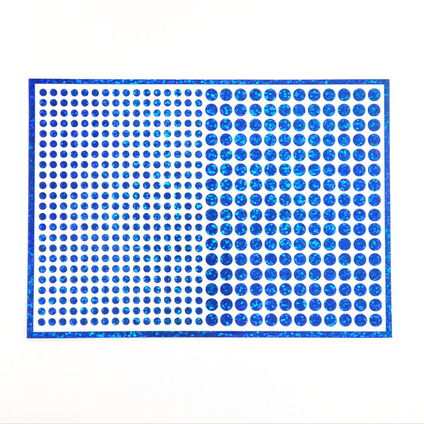 Blue Glitter Dot Stickers, set of 560, two dot sizes 2mm and 1/4 dots for meal choice, journals, planners, calendars, charts and crafts.