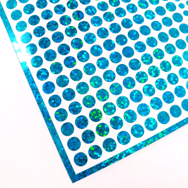 Turquoise Glitter Dot Stickers, set of 560, two dot sizes 2mm and 1/4 dots for meal choice, journals, planners, calendars, charts and crafts