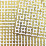 Small Metallic Dot Stickers, set of 368 gold, silver or copper dot vinyl decals for wedding meal choice, place cards and seating charts.