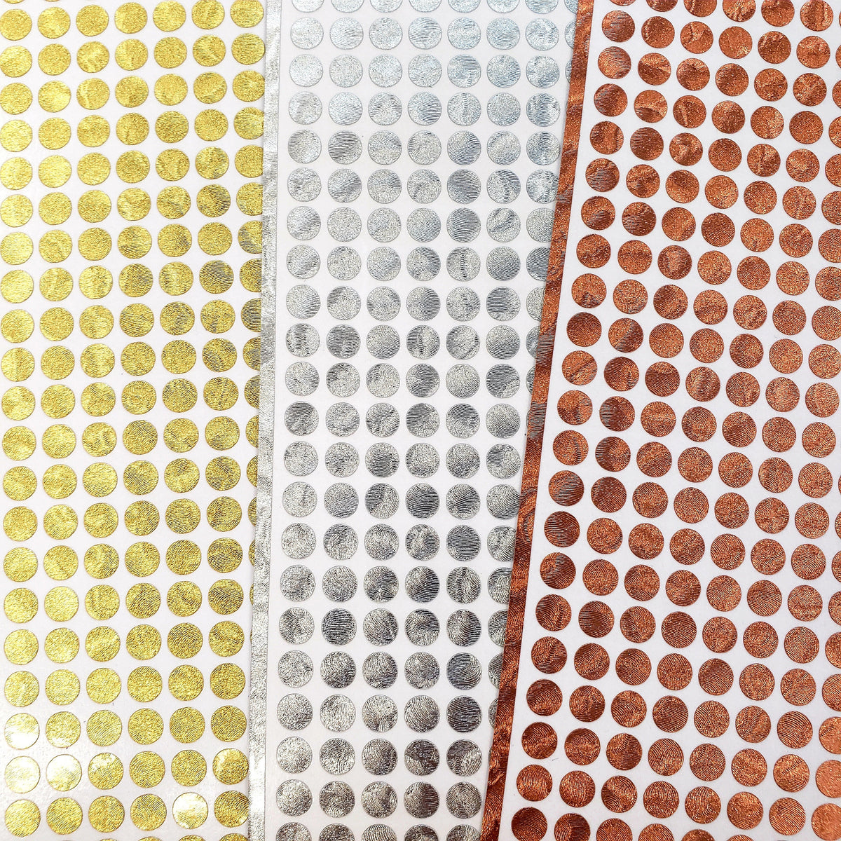 Small Metallic Dot Stickers, set of 368 gold, silver or copper dot vinyl decals for wedding meal choice, place cards and seating charts.