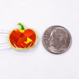 Pumpkin Stickers, set of 54 small sparkly orange pumpkin vinyl decals for fall paper crafts, journals, Autumn weddings, Halloween stickers.
