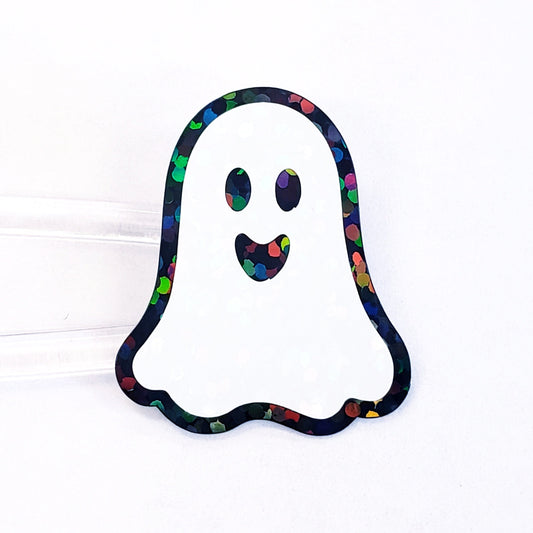 Ghost Stickers, set of 30 sparkly ghostie stickers for Halloween decor, trick or treat bags, paper crafts and scrapbook pages.