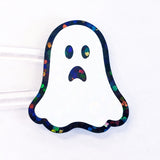 Ghost Stickers, set of 30 sparkly spooky season stickers for Halloween decor, trick or treat bags, paper crafts and scrapbook pages.