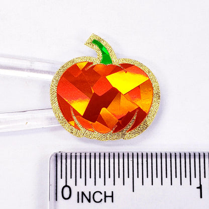 Pumpkin Stickers, set of 54 small sparkly orange pumpkin vinyl decals for fall paper crafts, journals, Autumn weddings, Halloween stickers.