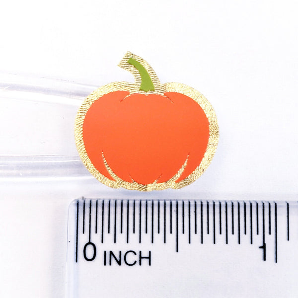 Orange Pumpkin Stickers, set of 54 small pumpkin vinyl decals for fall paper crafts, journals, Autumn weddings, Halloween stickers.