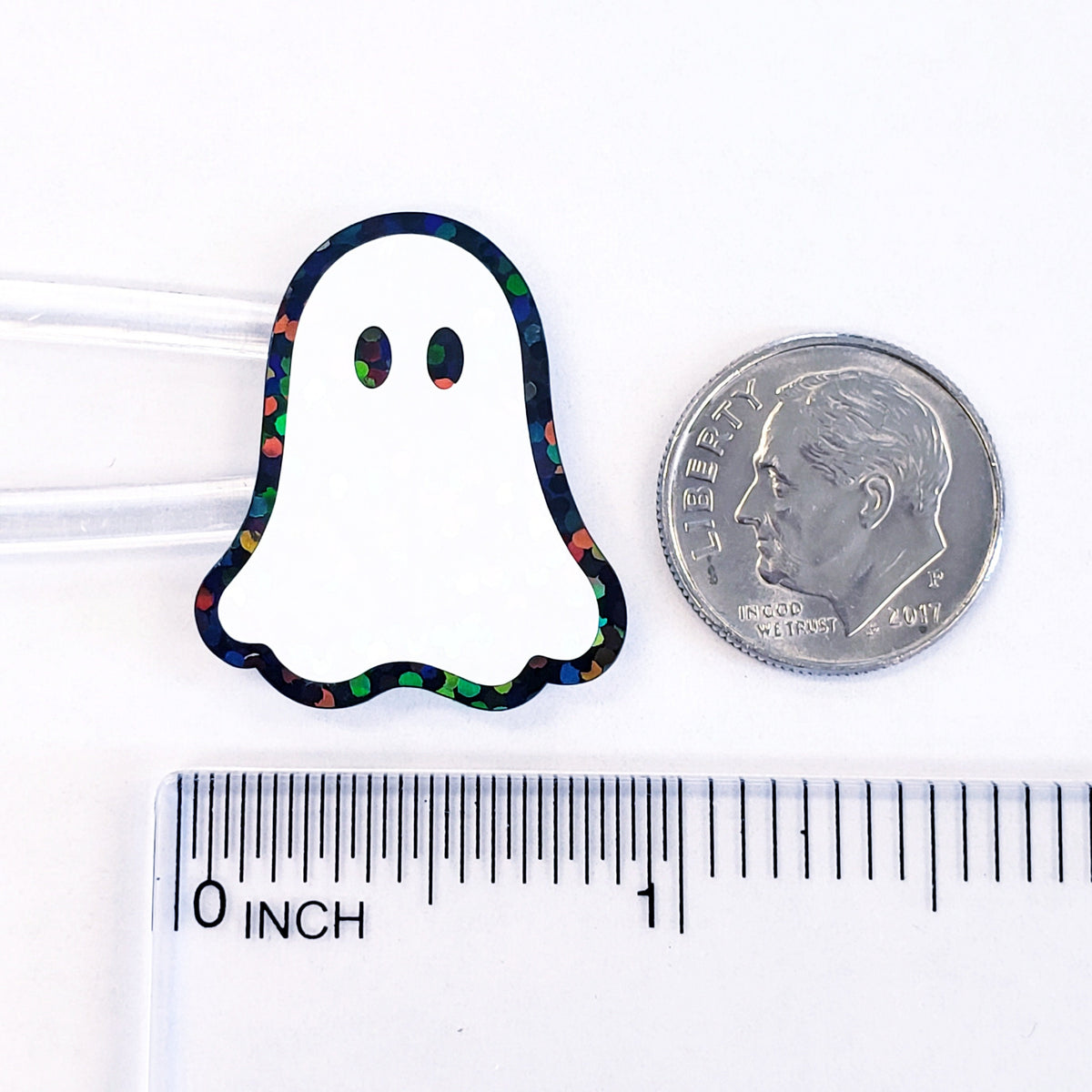 Ghost Stickers, set of 30 sparkly ghostie stickers for Halloween decor, trick or treat bags, paper crafts and scrapbook pages.