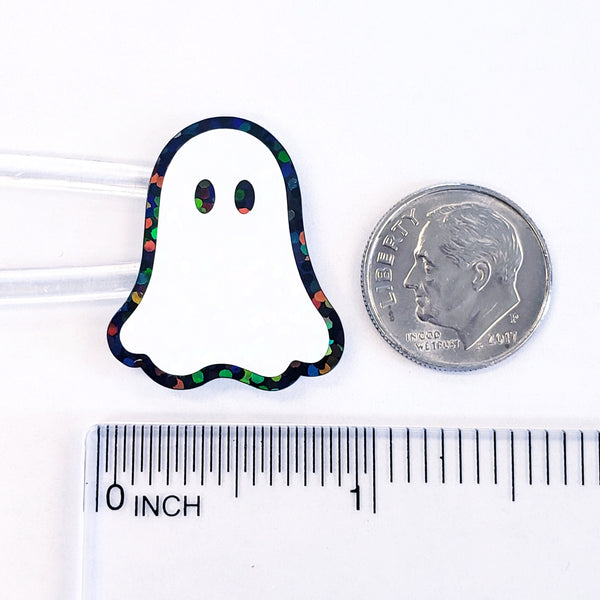 Ghost Stickers, set of 30 sparkly ghostie stickers for Halloween decor, trick or treat bags, paper crafts and scrapbook pages.