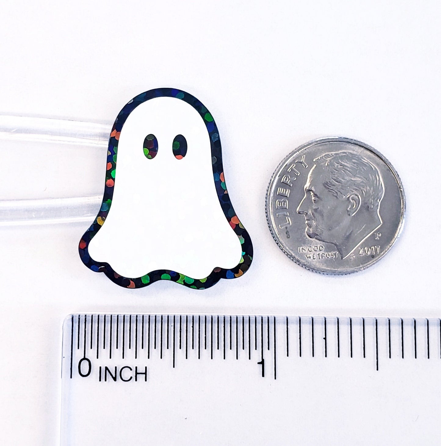 Ghost Stickers, set of 30 sparkly ghostie stickers for Halloween decor, trick or treat bags, paper crafts and scrapbook pages.
