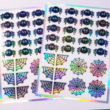 Cute Halloween Spider Stickers, set of 30 spiders and web stickers for cards, journals, notebooks and fall crafts.