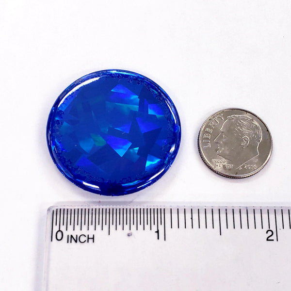 Set of 6 Sapphire Blue Round Button Fridge Magnet Set, black metal gift tin included