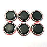 Set of 6 Red and Black Buffalo Plaid Pattern Round Button Fridge Magnet Set, black metal tin included