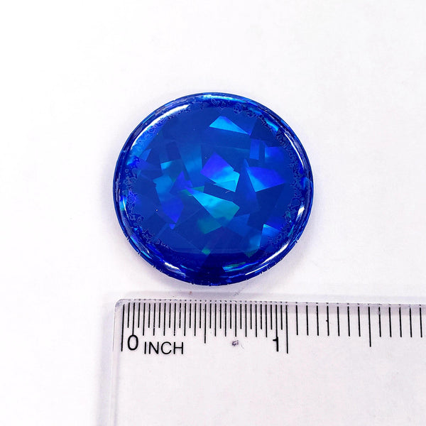 Set of 6 Sapphire Blue Round Button Fridge Magnet Set, black metal gift tin included