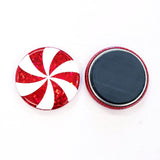 Peppermint Magnets, set of 6, red and white Christmas decor for fridge, file cabinets and lockers. Holiday gift, stocking stuffer.