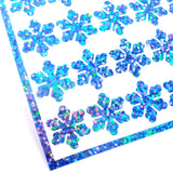 Silver Snowflake Stickers, set of 56 sparkly snow embellishments for Christmas gift tags, winter decor and holiday cards. Size of each 3/4