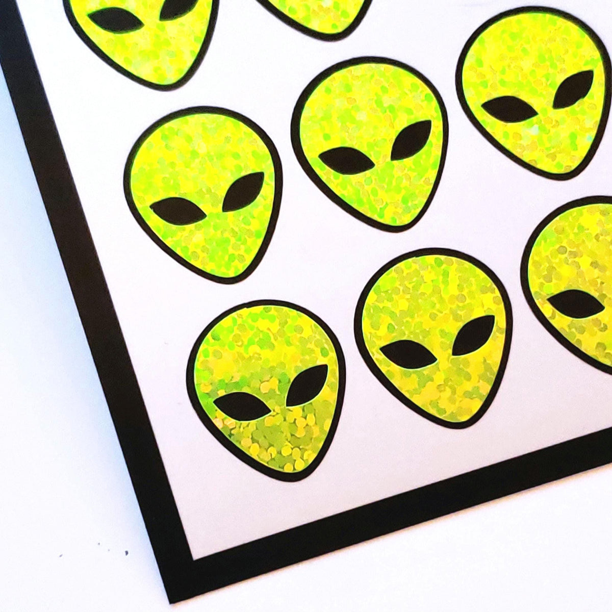 Alien Head Stickers, sheet of 42 vinyl decals