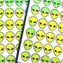 Alien Head Stickers, set of 42 sparkly space alien stickers for cards, invitations journals and scrapbook pages.