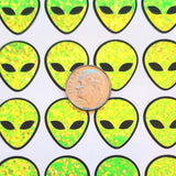 Alien Head Stickers, sheet of 42 vinyl decals
