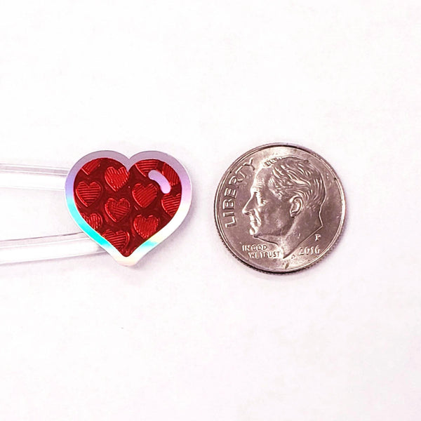 Red Heart Stickers for Valentine's Day, set of 60 small heart decals for cards, envelopes, junk journals, and scrapbook embellishments.