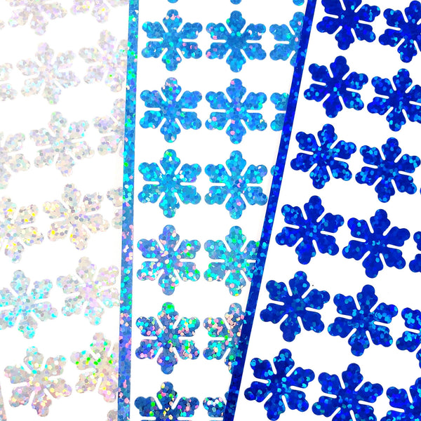 Silver Snowflake Stickers, set of 56 sparkly snow embellishments for Christmas gift tags, winter decor and holiday cards. Size of each 3/4"