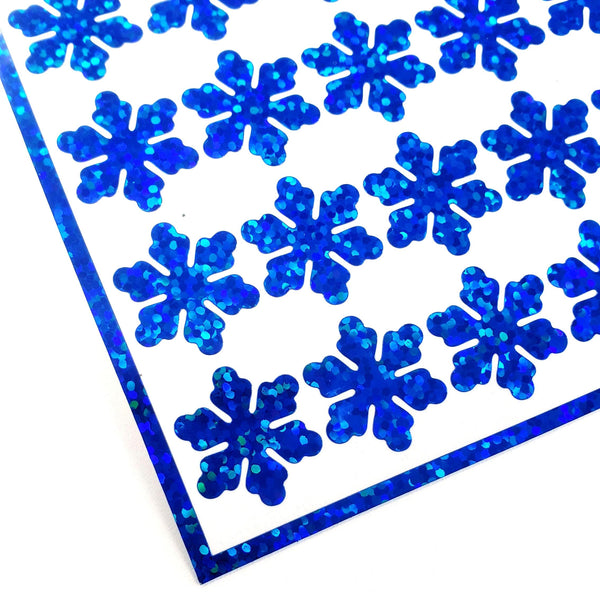 Silver Snowflake Stickers, set of 56 sparkly snow embellishments for Christmas gift tags, winter decor and holiday cards. Size of each 3/4"