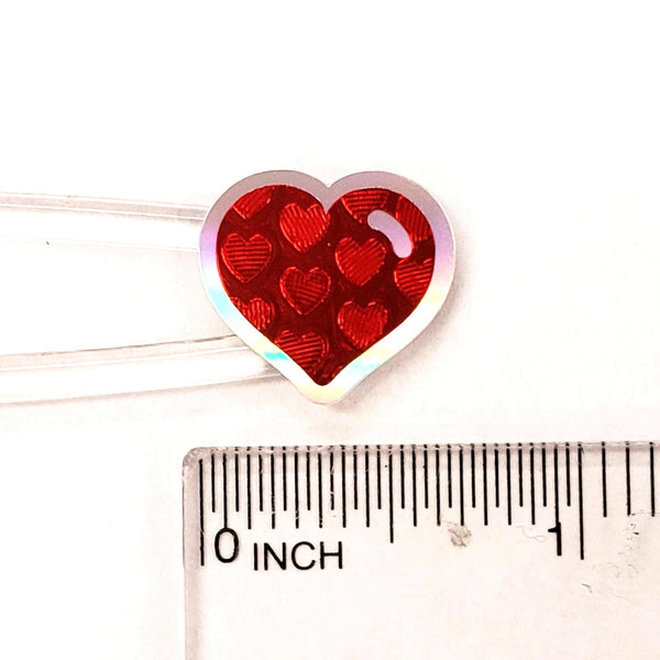 Red Heart Stickers for Valentine's Day, set of 60 small heart decals for cards, envelopes, junk journals, and scrapbook embellishments.