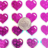 Hot Pink Heart Stickers for Valentine's Day, set of 60 small heart decals for cards, envelopes, junk journals, and scrapbook embellishments.