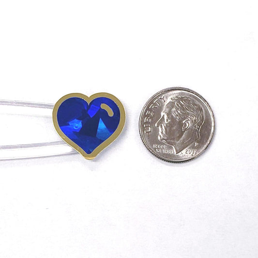 Blue Crystal Heart Stickers for Valentine's Day, set of 60 small heart embellishments for cards, envelopes and scrapbooks. Silver outline.