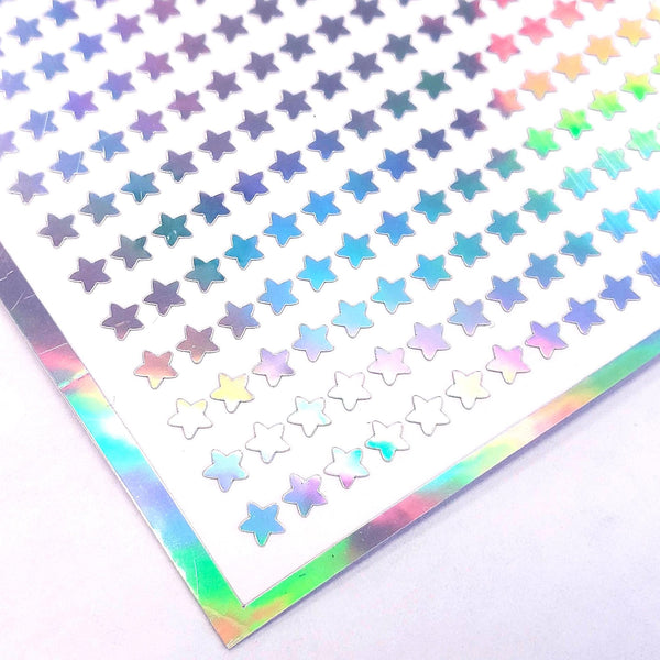 Extra Small Star Stickers, set of 600 micro sized silver star vinyl stickers for journals, notebooks, planners and goal trackers