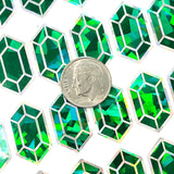Green rupee stickers, set of 36, May birthstone.