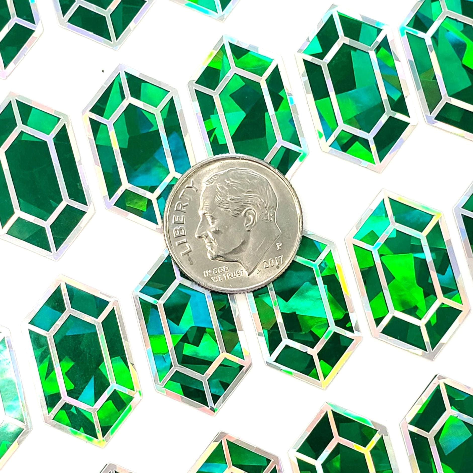 Green rupee stickers, set of 36, May birthstone.