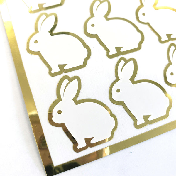 White Easter Bunny Stickers, set of 30 cute vinyl bunnies for Spring crafts, Easter baskets and cards.